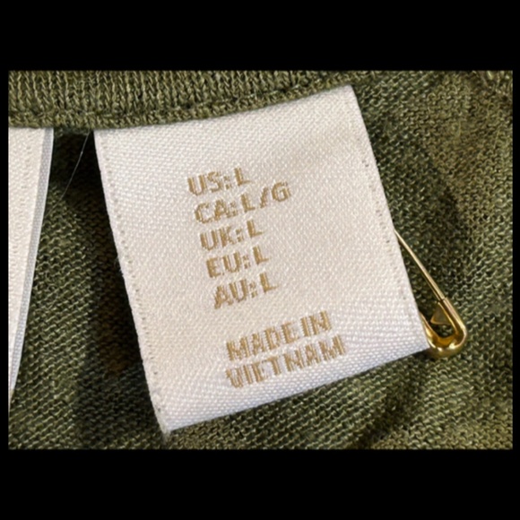 Summer 100% Linen! Cynthia Rowley, Long Sleeve Top/Tee Green Size L - Picture 8 of 13